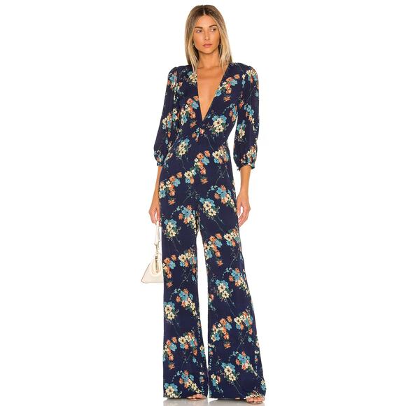 Capulet Pants - CAPULET Nat V-Neck Wide Leg Jumpsuit Full Length in Sedona Floral Size S